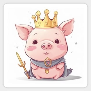 Kawaii King Piggy, Cartoon Sticker